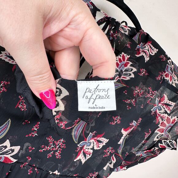 Patrons of Peace Adele Tie Back Paisley Floral Short Sleeve Babydoll Mini Dress - Picture 7 of 14